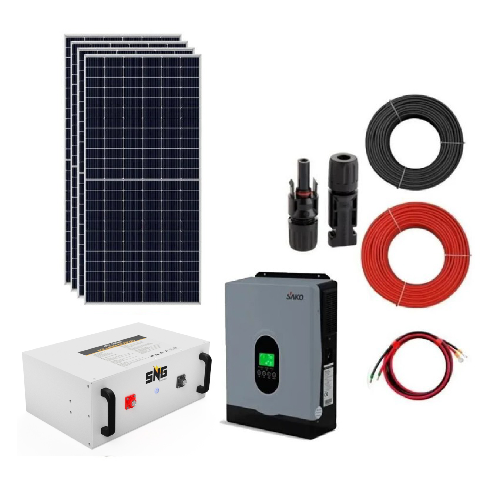 Güneş Enerjisi Solar Paketi 3Kw Mppt İnverter 550 watt Güneş Paneli 24V 100 Amper Jel  Akü
