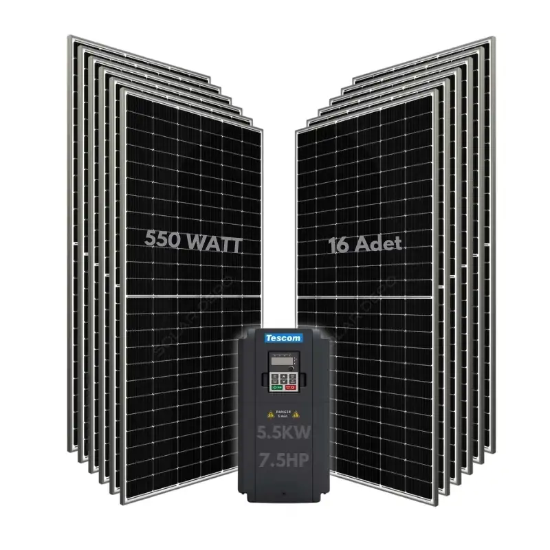 5.5KW 7.5HP 3Faz 380V Güneş Paneli ile Dalgıç Pompa Sistemi