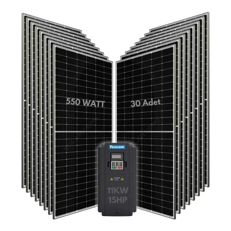  11KW 15HP 3Faz 380V Güneş Paneli ile Dalgıç Pompa Sistemi