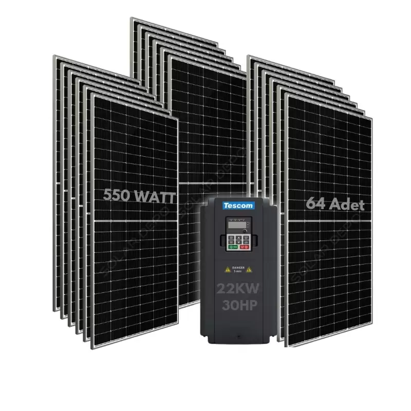  22KW 30HP 3Faz 380V Güneş Paneli ile Dalgıç Pompa Sistemi