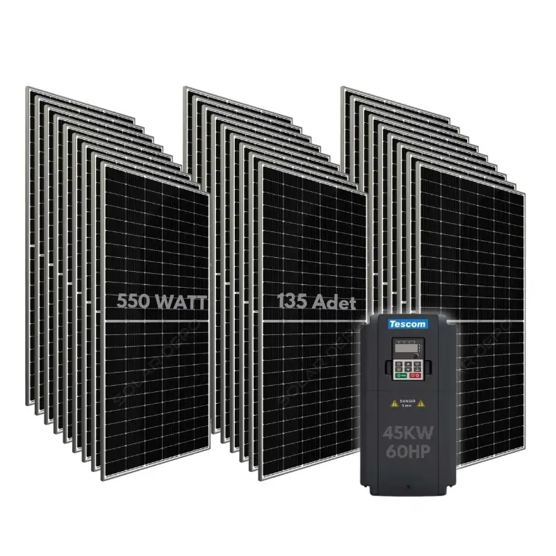  45KW 60HP 3Faz 380V Güneş Paneli ile Dalgıç Pompa Sistemi