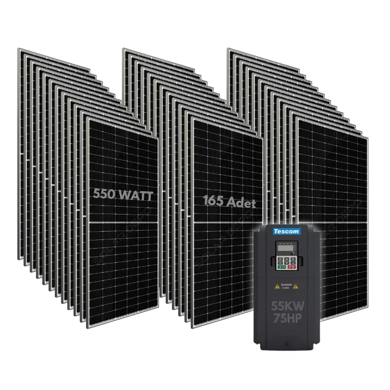  55KW 75HP 3Faz 380V Güneş Paneli ile Dalgıç Pompa Sistemi