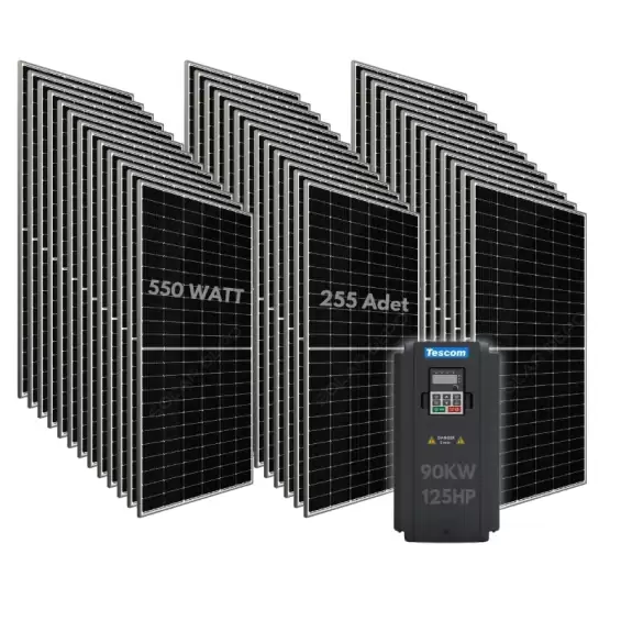 90KW 125HP 3Faz 380V Güneş Paneli ile Dalgıç Pompa Sistemi