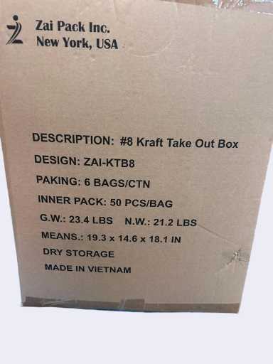 Eco-friendly Kraft Take-Out Box #8 - 300Pk