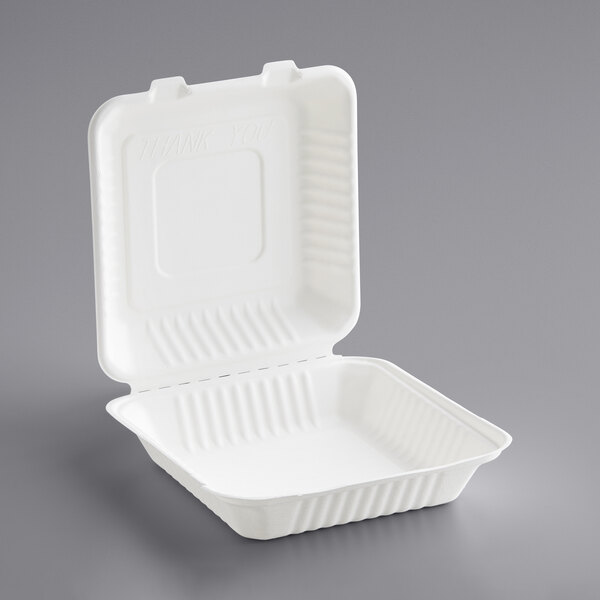 9" x 9" x 3" Bagasse Take-Out Box - 200/Case