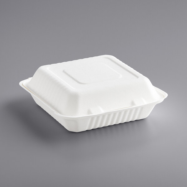 9" x 9" x 3" Bagasse Take-Out Box - 200/Case