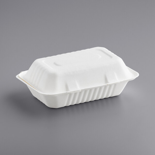 9" x 6" x 3" Bagasse Compartment Take-Out Container - 200/Case