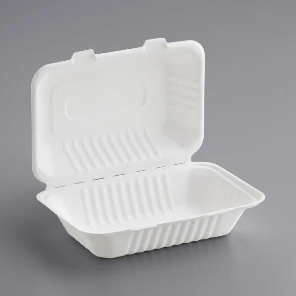 9" x 6" x 3" Bagasse Compartment Take-Out Container - 200/Case