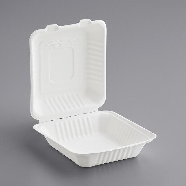 8" x 8" x 3"  Bagasse Take-Out Box - 200/Case