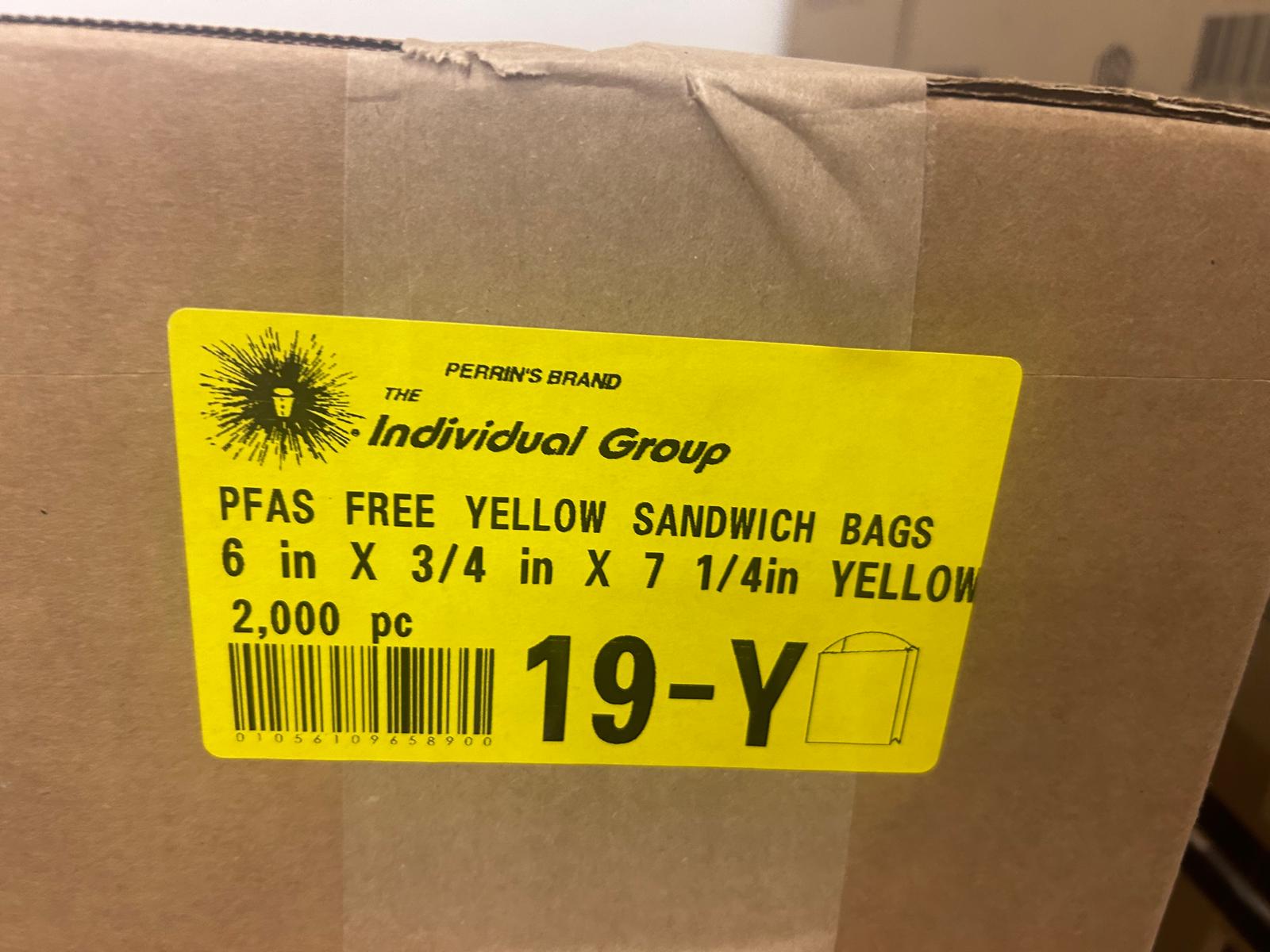 Sandwich Bag 6 x 3/4 IN X 7 1/4In 19-Y Yellow 2000/Case