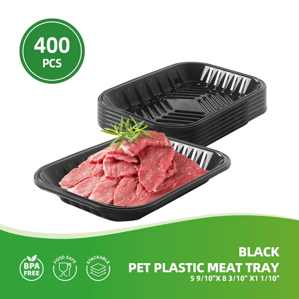 Black PET Plastic Meat Tray PMTB-2P 400pcs