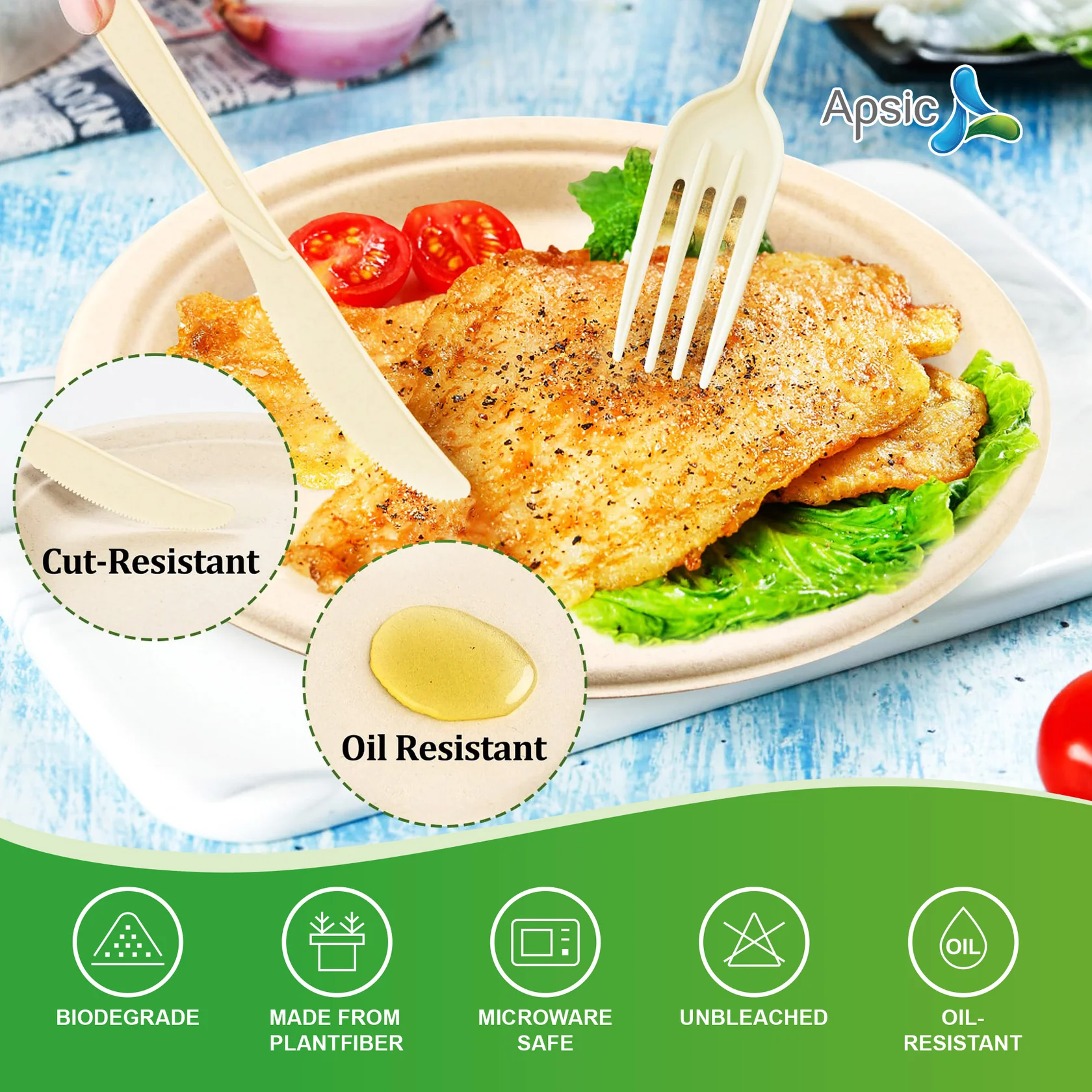 COMPOSTABLE DINNER PLATE 9" ROUND PLATE BAGASSE PFAS FREE 500/Case