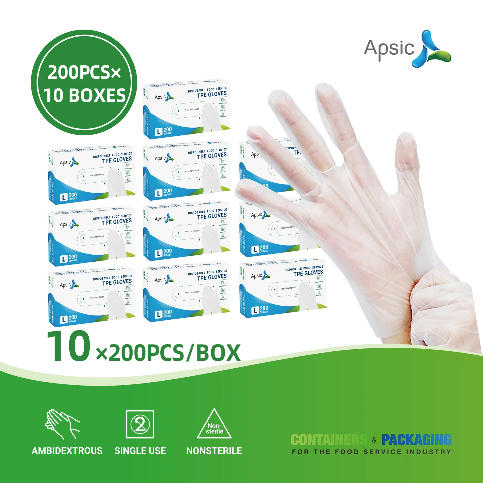 DISPOSABLE FOOD SERVICE TPE GLOVES (SMALL) 2000/Case