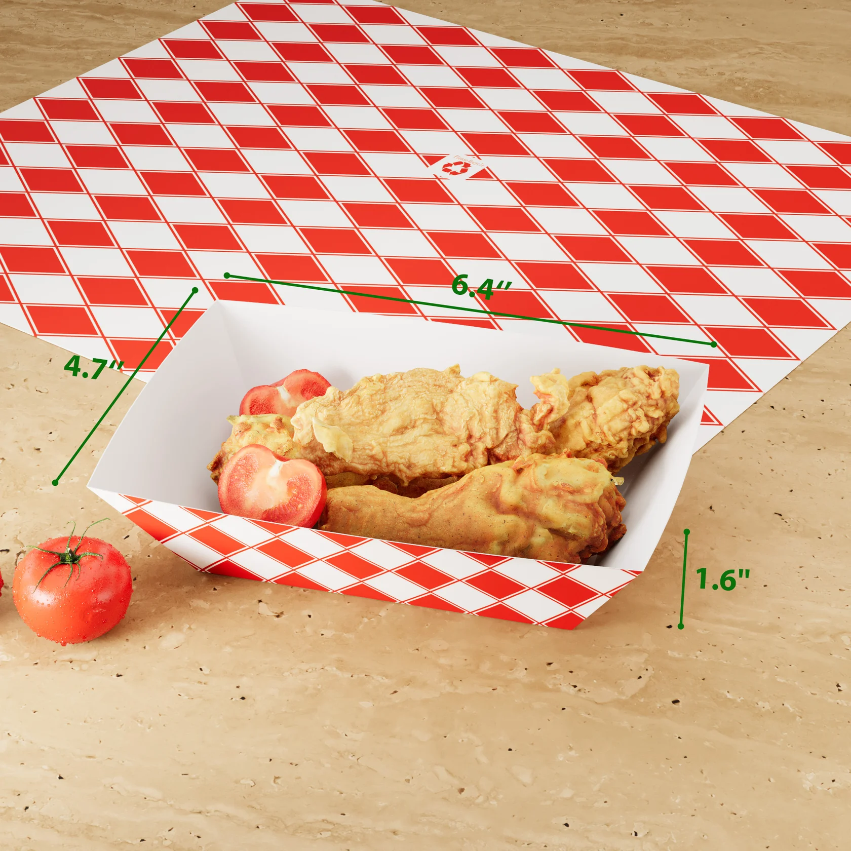  #200 WHITE/RED FOOD TRAY 1000/Case