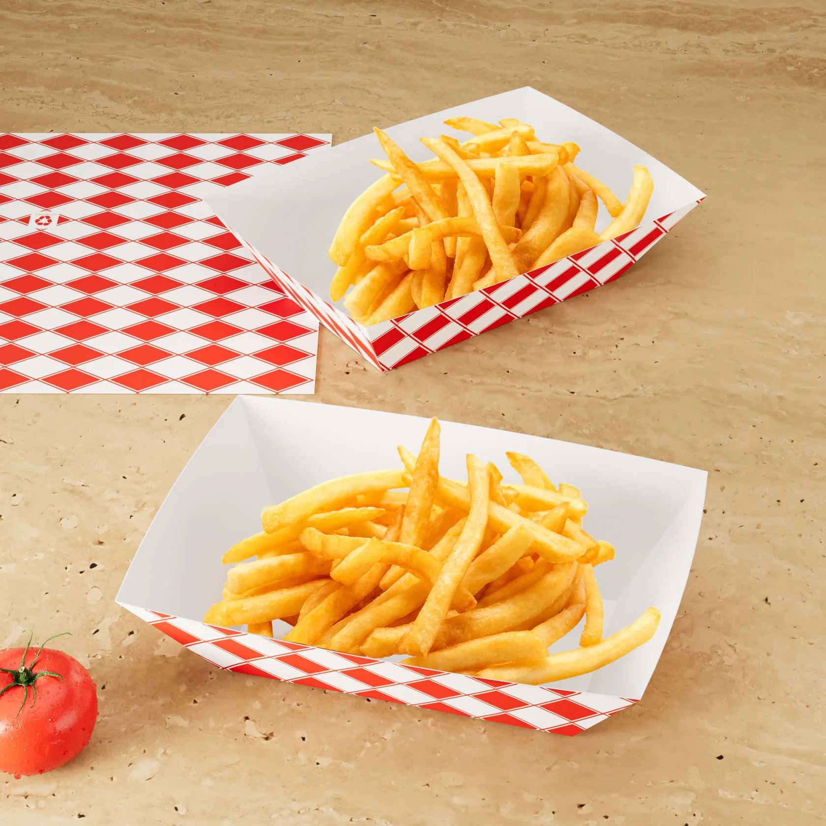 #100 WHITE/RED FOOD TRAY 1000/Case