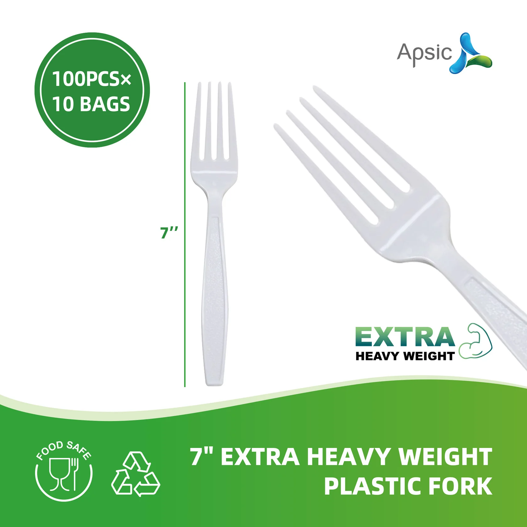 7" WHITE EXTRA HEAVY WEIGHT PLASTIC FORK 100/bag 10bags/Carton