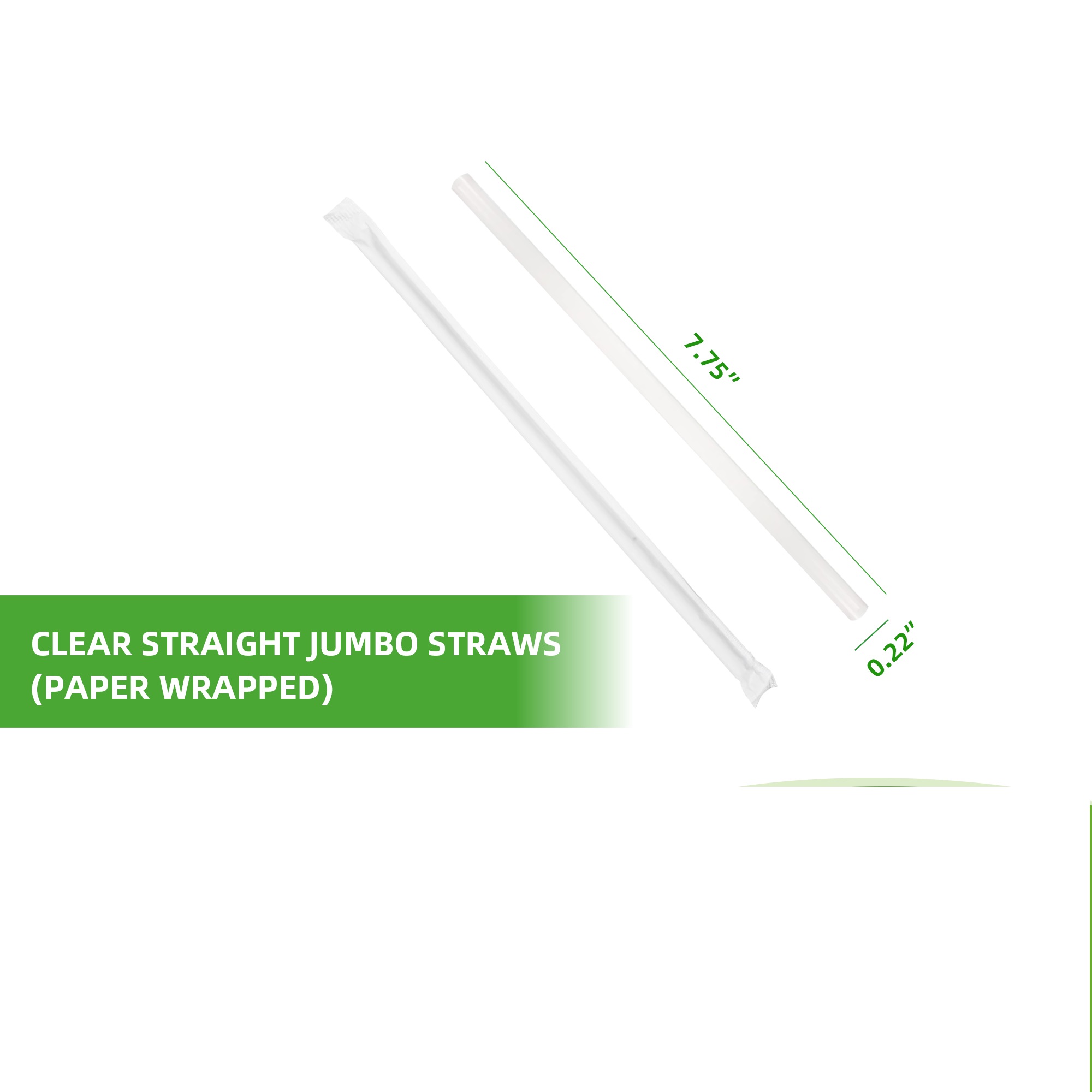 7.75" CLEAR STRAIGHT JUMBO STRAWS (PAPER WRAPPED)