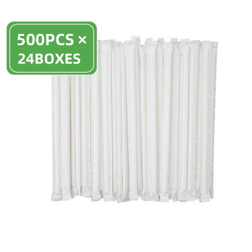7.75" CLEAR STRAIGHT JUMBO STRAWS (PAPER WRAPPED)
