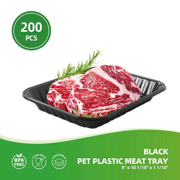 Black PET Plastic Meat Tray PMTB-8P 200pcs