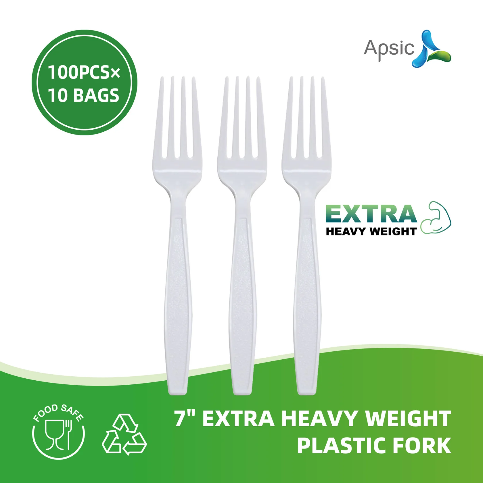 7" WHITE EXTRA HEAVY WEIGHT PLASTIC FORK 100/bag 10bags/Carton