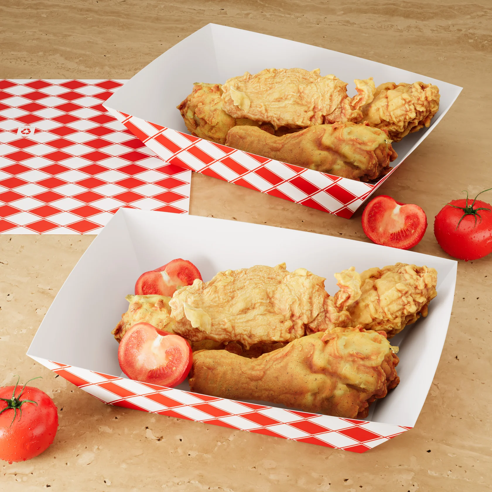  #200 WHITE/RED FOOD TRAY 1000/Case