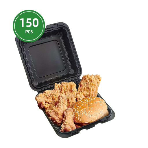 8"×8" ONE COMPARTMENT HINGED CONTAINER BLACK