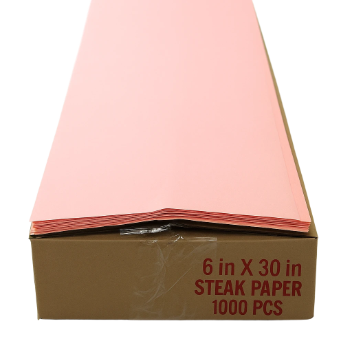 Pink steak paper, 6 in x 30 in, pack of 1000