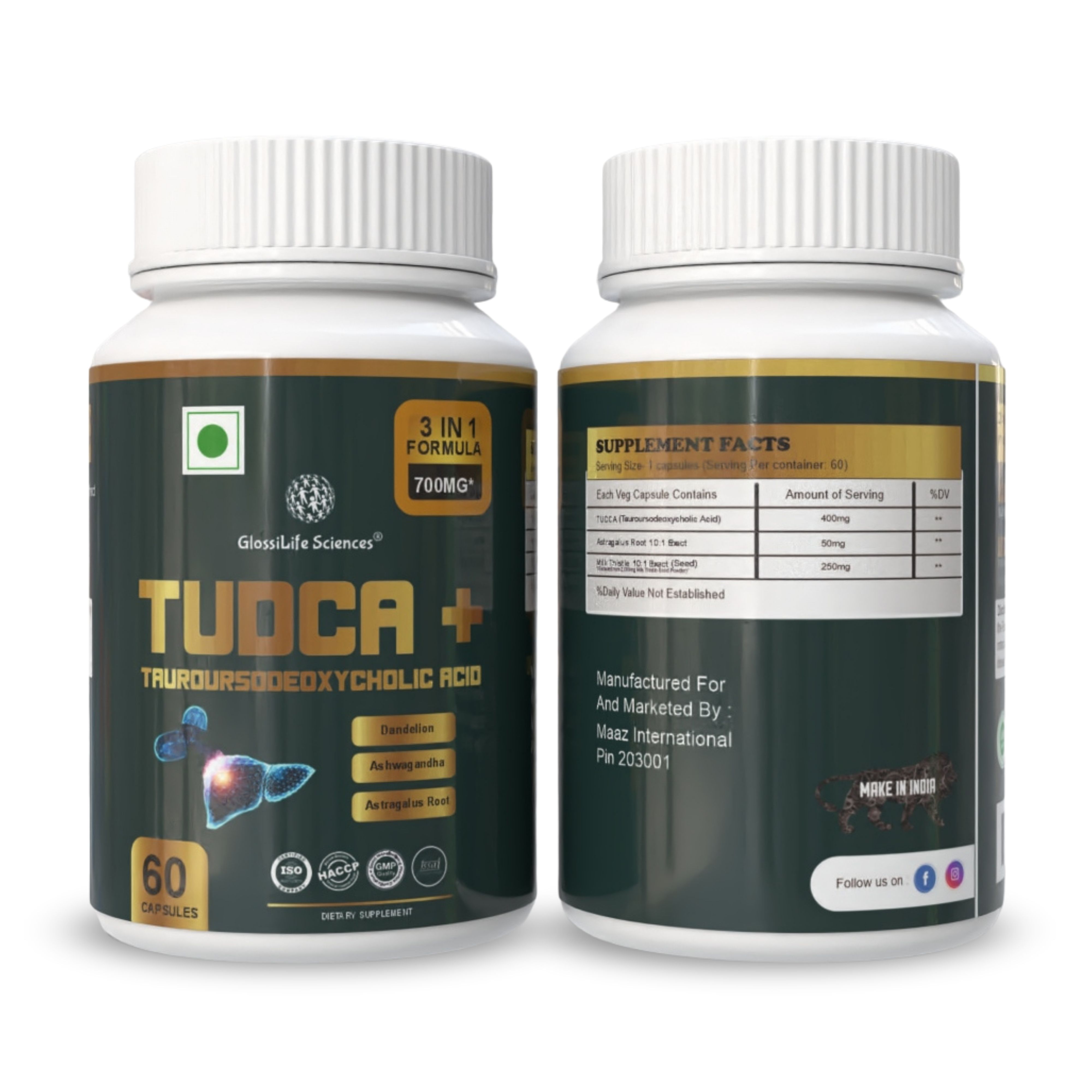 TUDCA+ Tauroursodeoxycholic Acid Capsules Liver Support 60 capsule