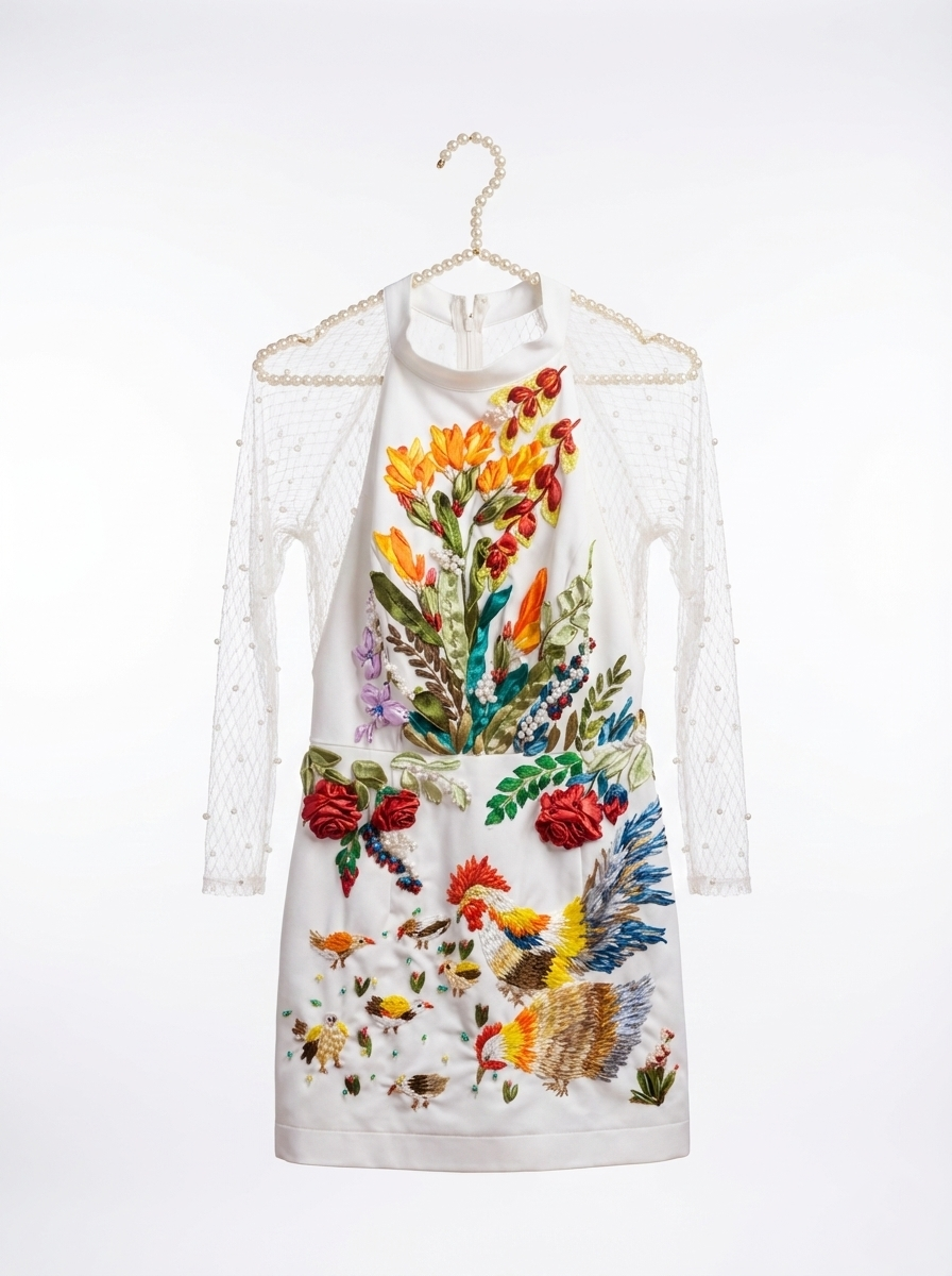 Embroidered White Dress