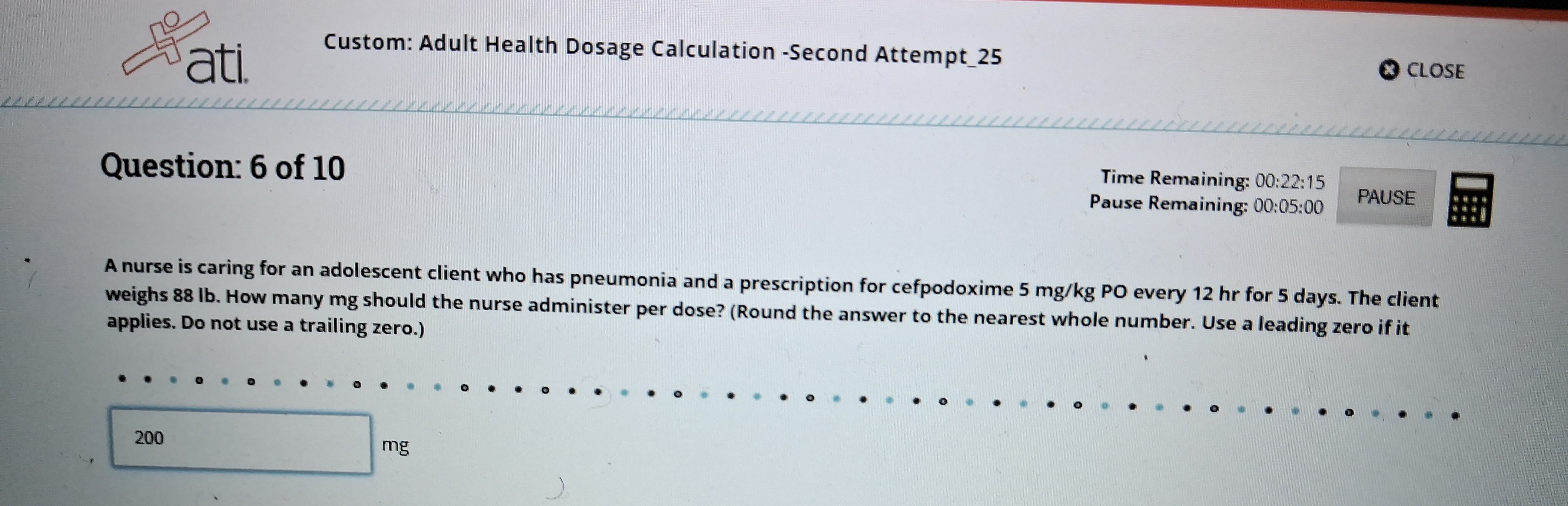 Adult Health Dosage Quiz- South College