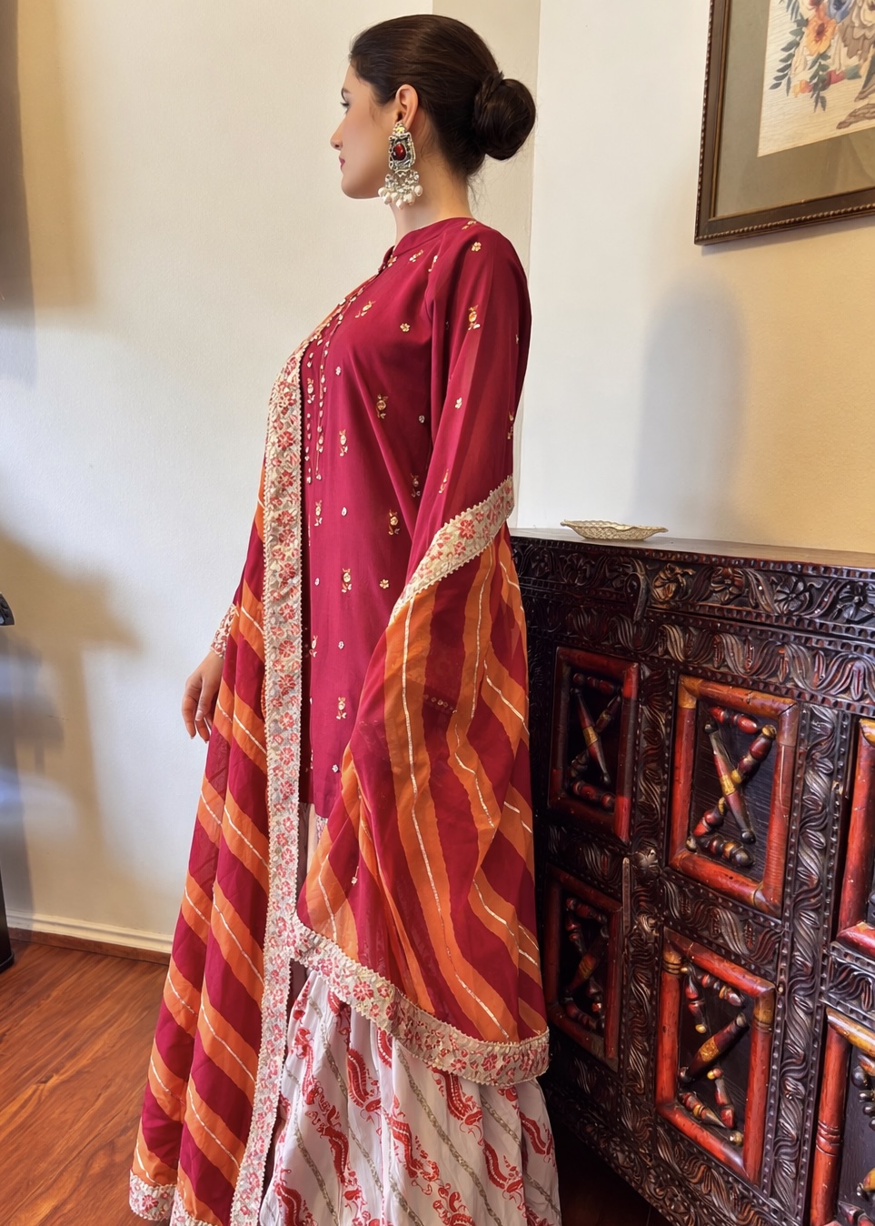 Handcrafted Raw Silk 3-Piece Gharara Set