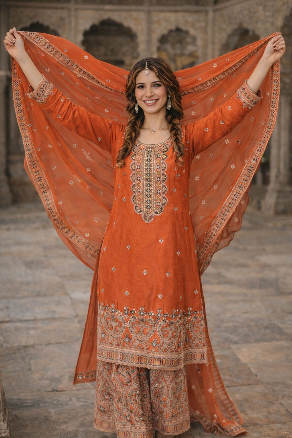 3-Piece Elegant Embroidered Crêpe Suit