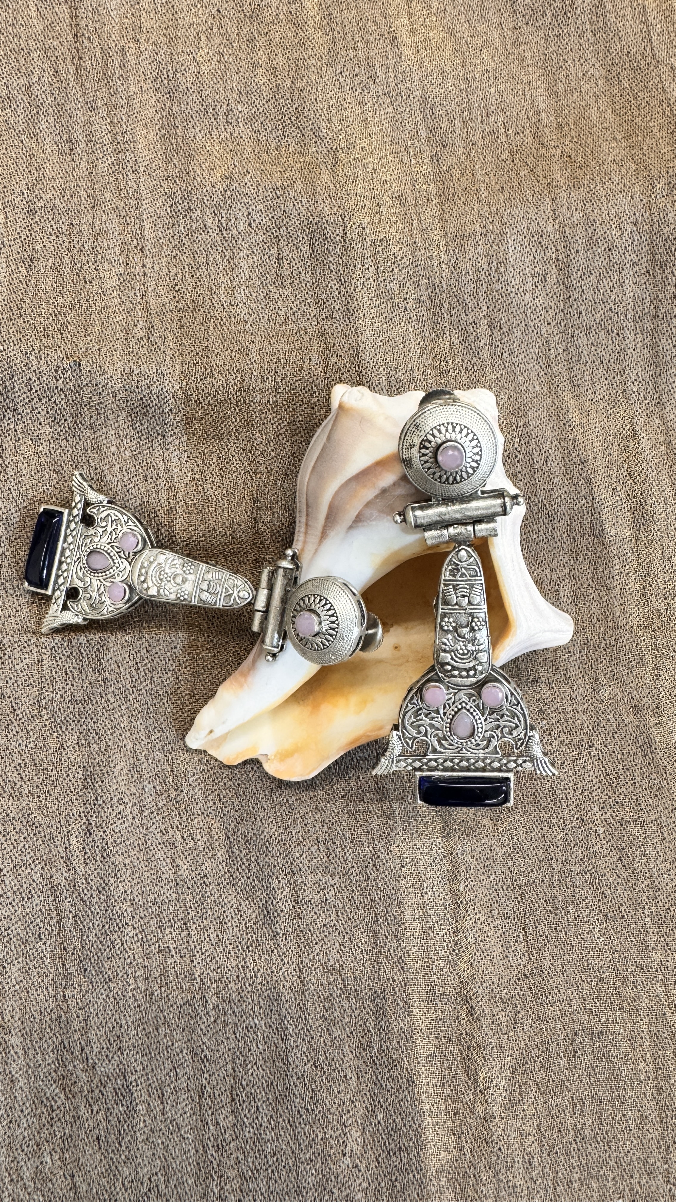 Oxidized Silver Statement Earrings 