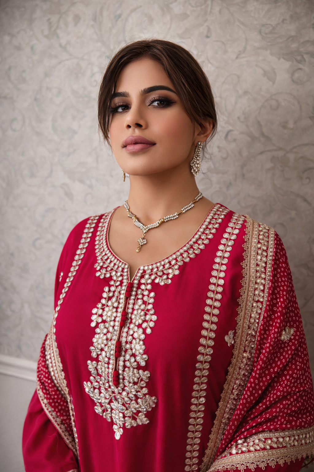 3 Piece Pure Crêpe Chunri Print Set