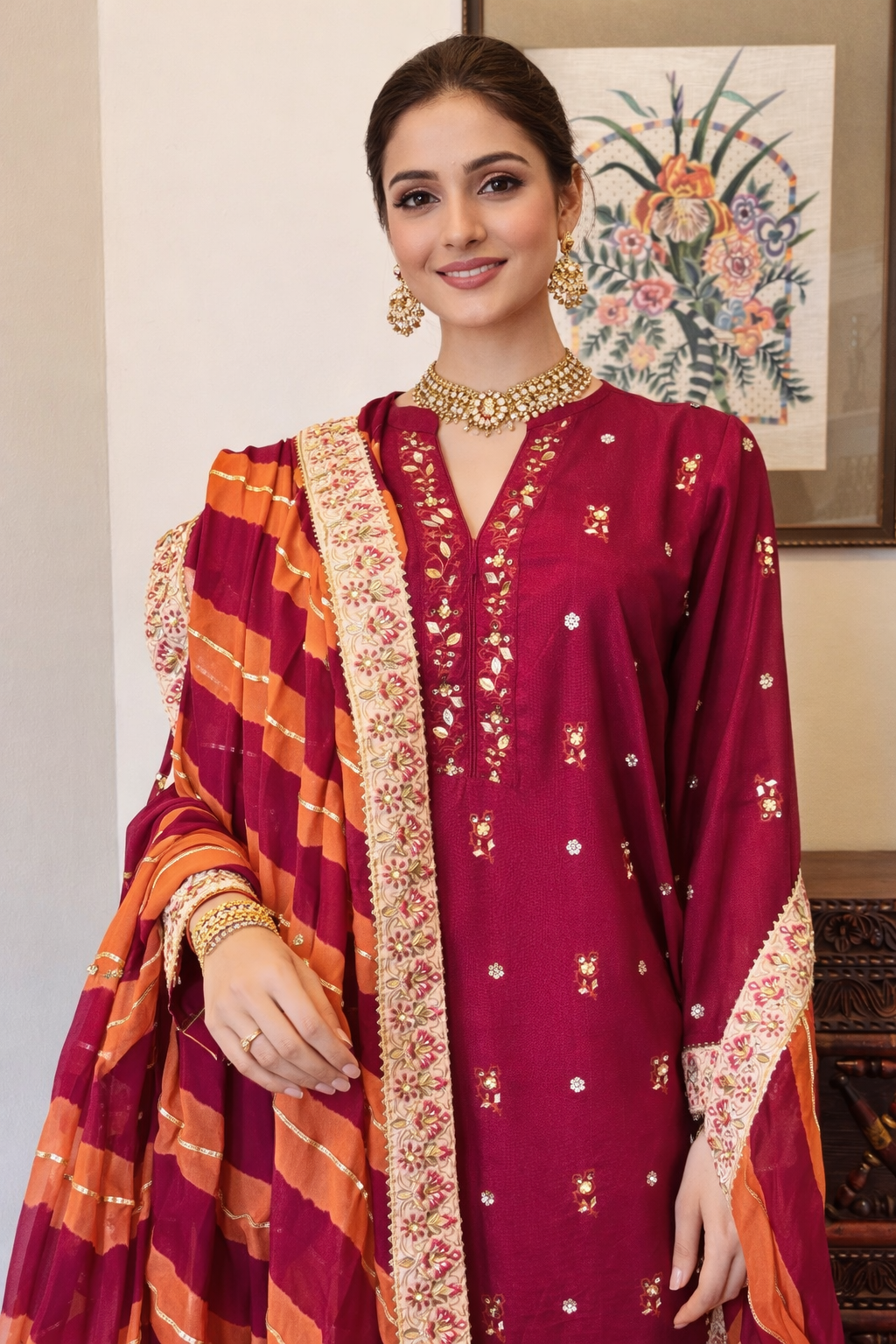 Handcrafted Raw Silk 3-Piece Gharara Set
