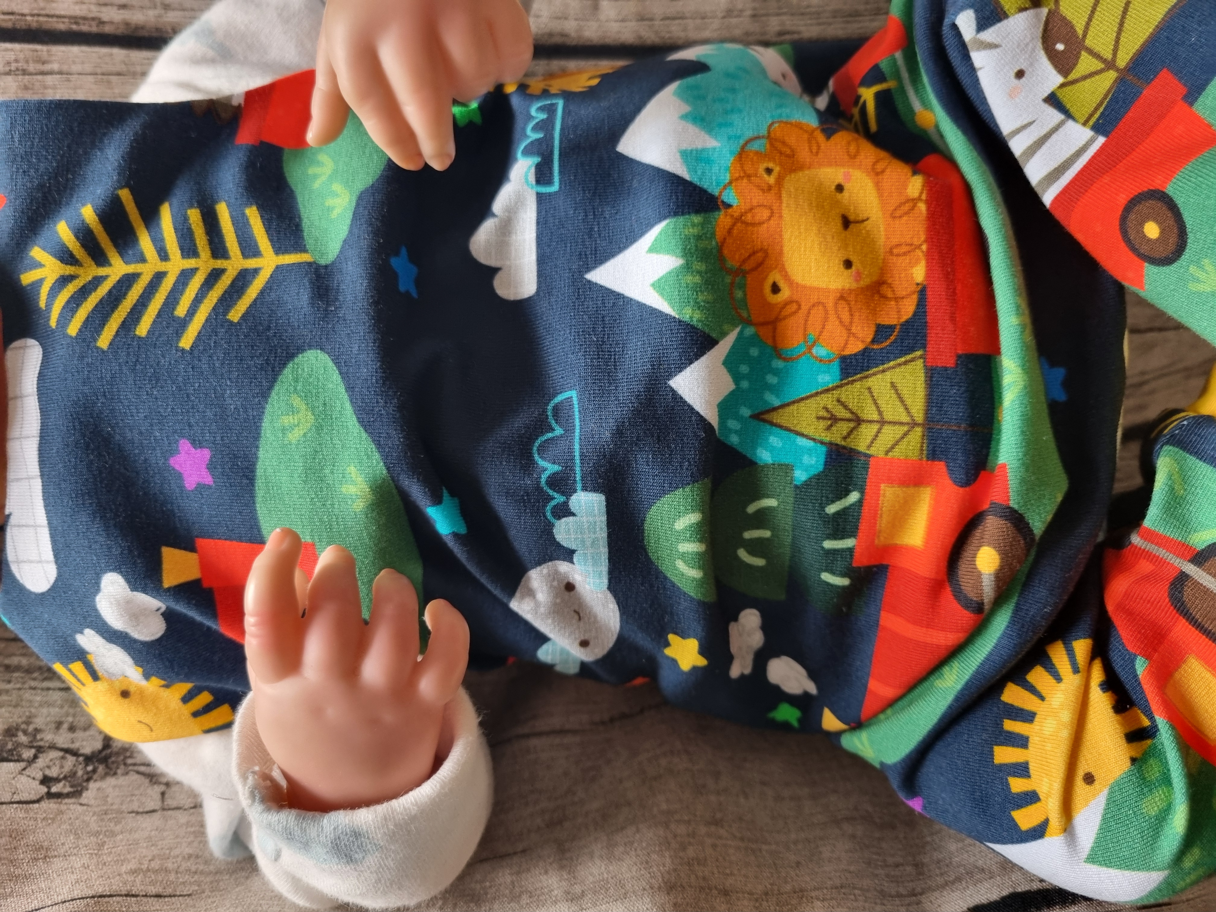Safari train lion and zebra print romper