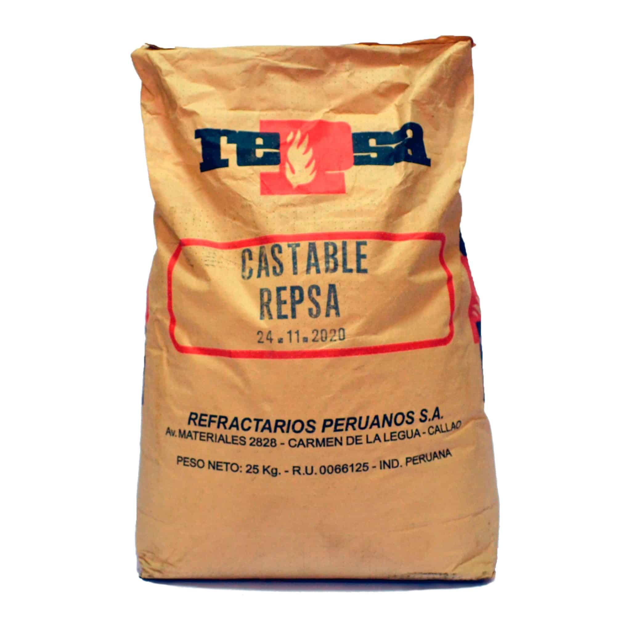 CEMENTO REFRACTARIO CASTABLE REPSA 25KG MAXIMA TEMPERATURA 1427ºC 2600ºF