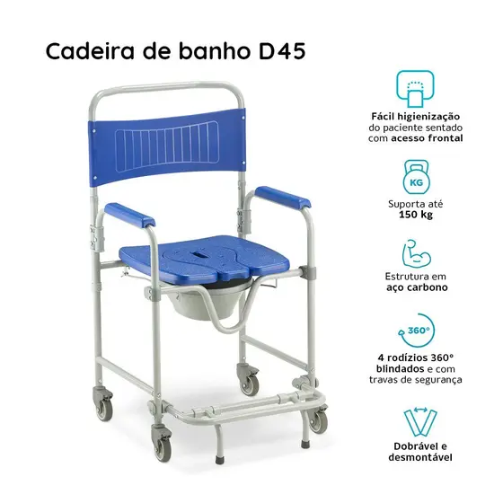 Cadeira de Banho Higiênica D45 Até 150kg