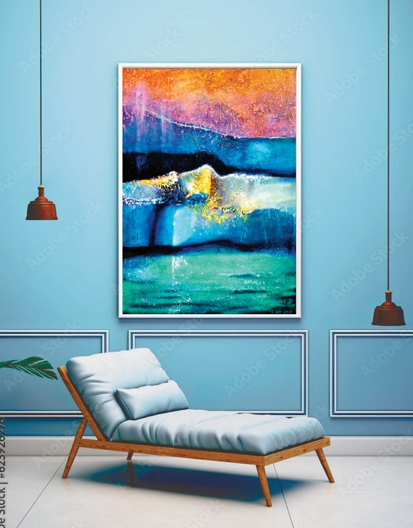 Abstract Ocean Moving World Painting 30"x40" Acrylic on Canvas 