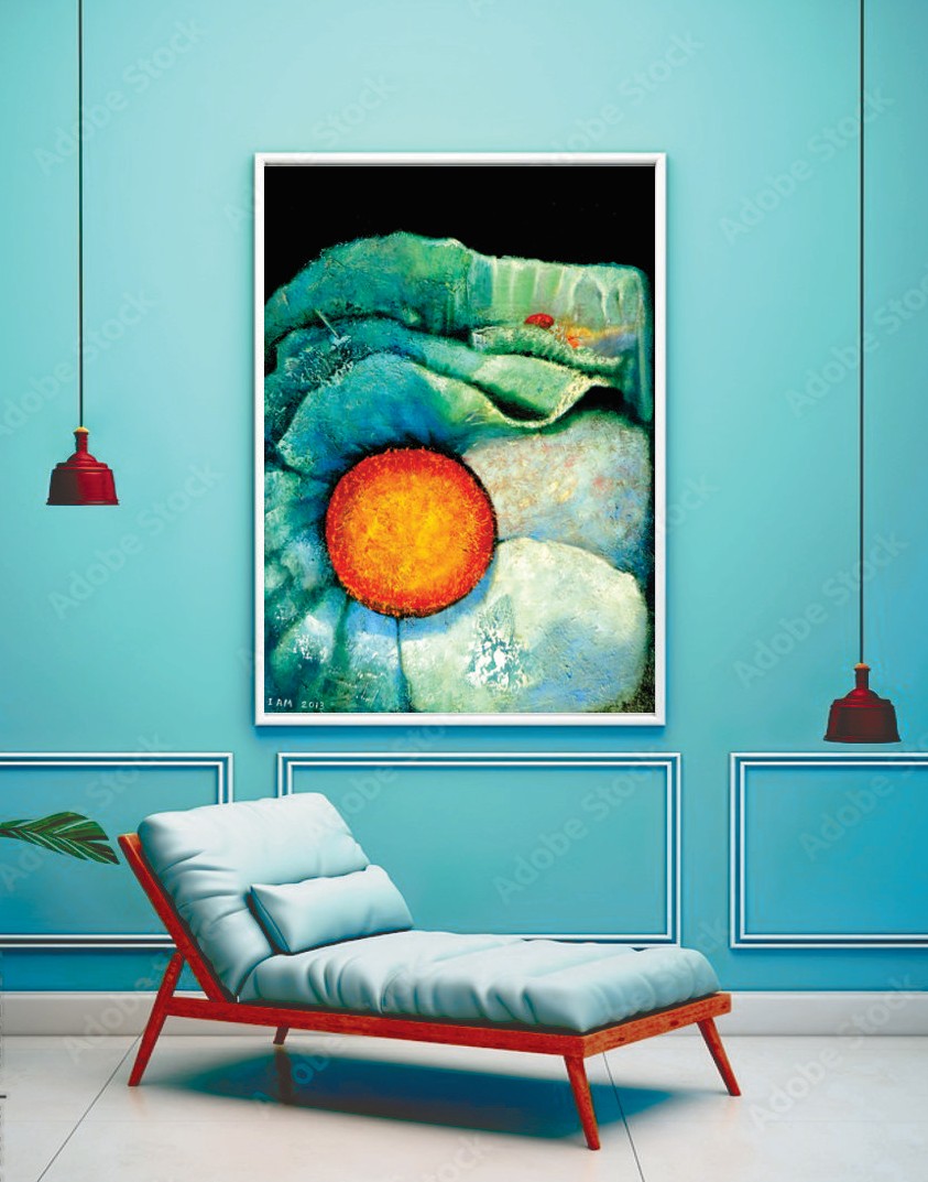 Ice Flower Landscape Painting 30"x40" Acrylic on Canvas