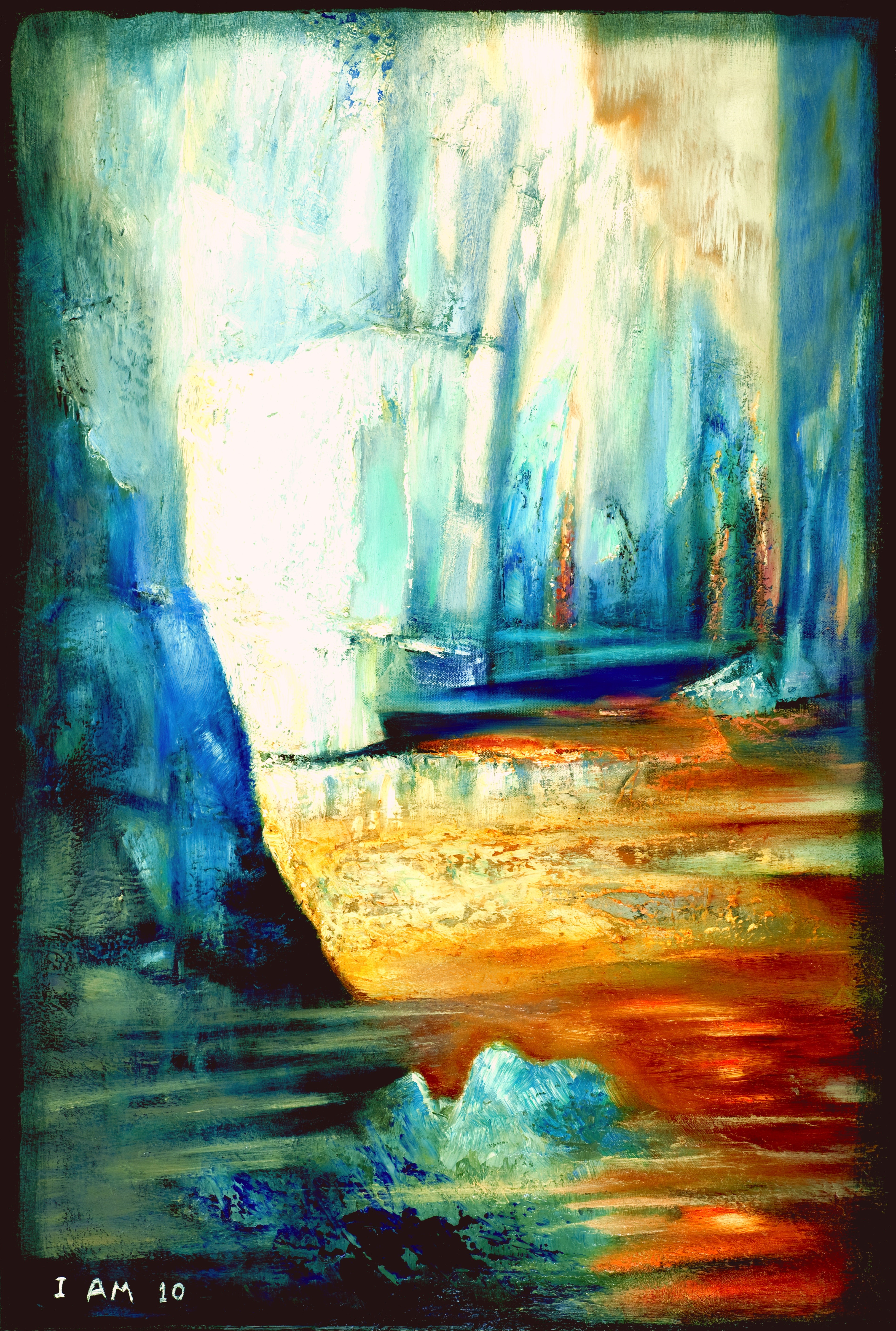 Landscape Fantasy Gathering The Force of Elements Oil on Canvas Painting 24"x36"