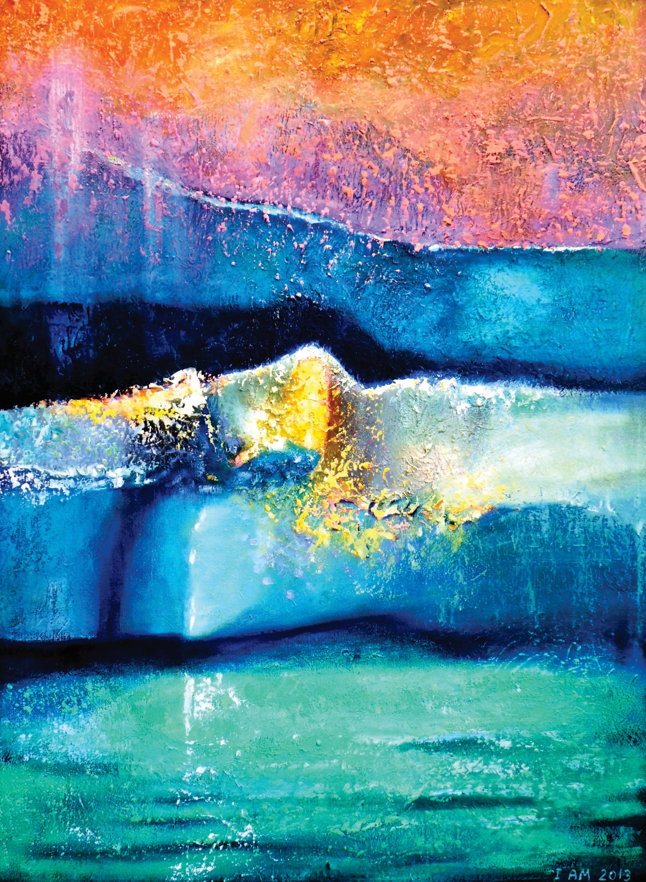 Abstract Ocean Moving World Painting 30"x40" Acrylic on Canvas