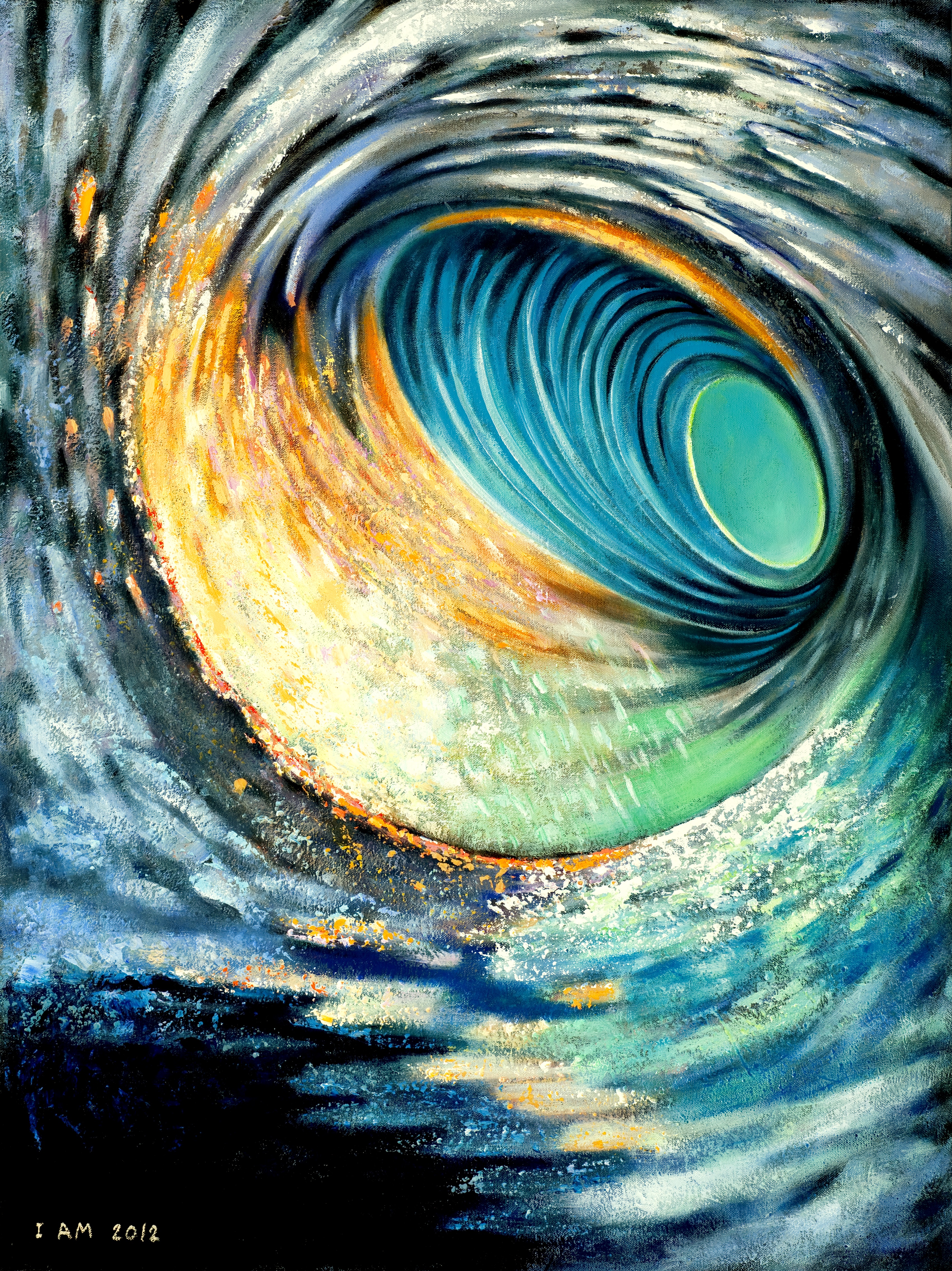 Abstract Ocean Wave Painting 30"x40" Acrylics on Canvas