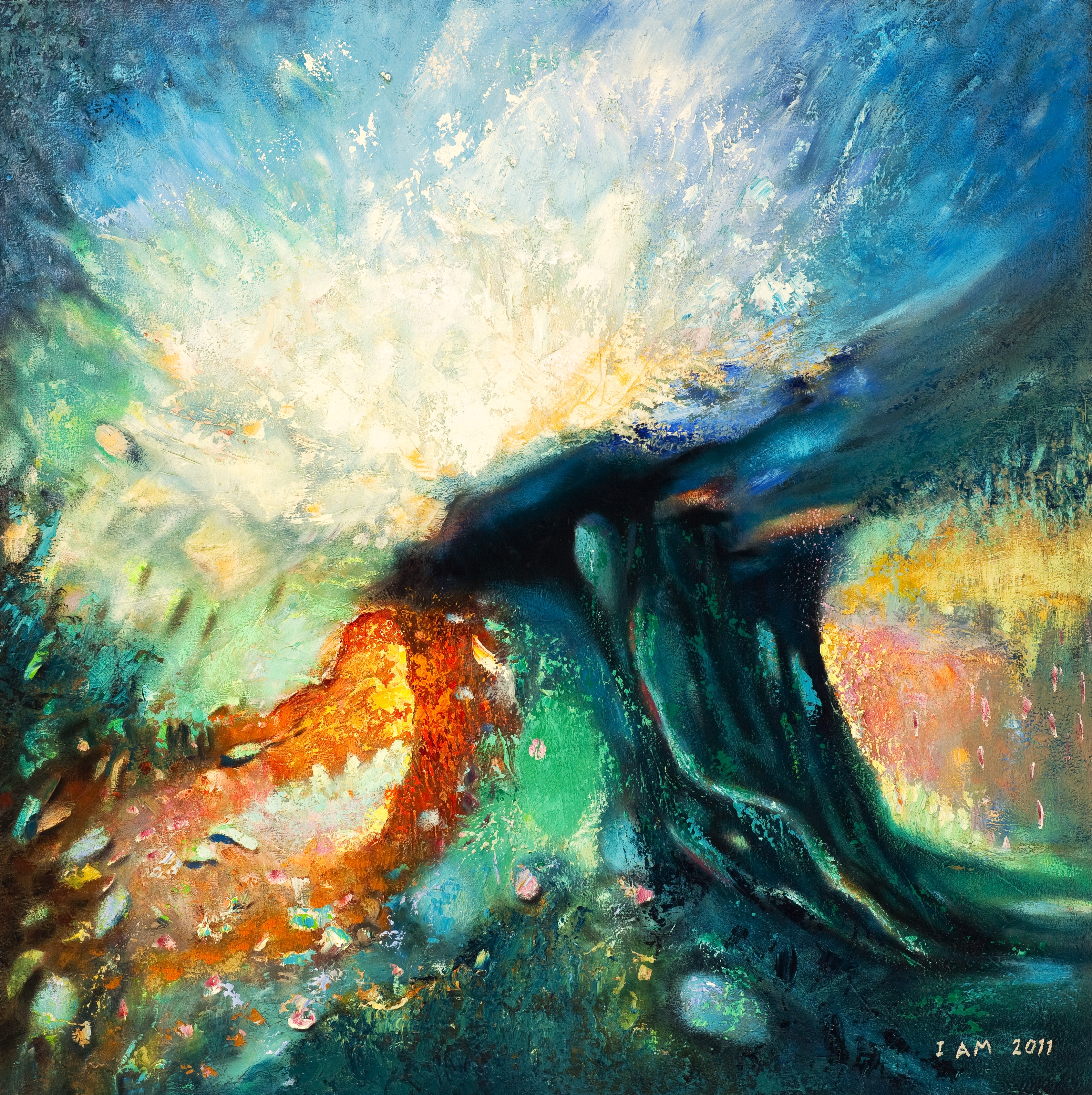 Blue Sunset Magical Tree Landscape Painting 36"x36"