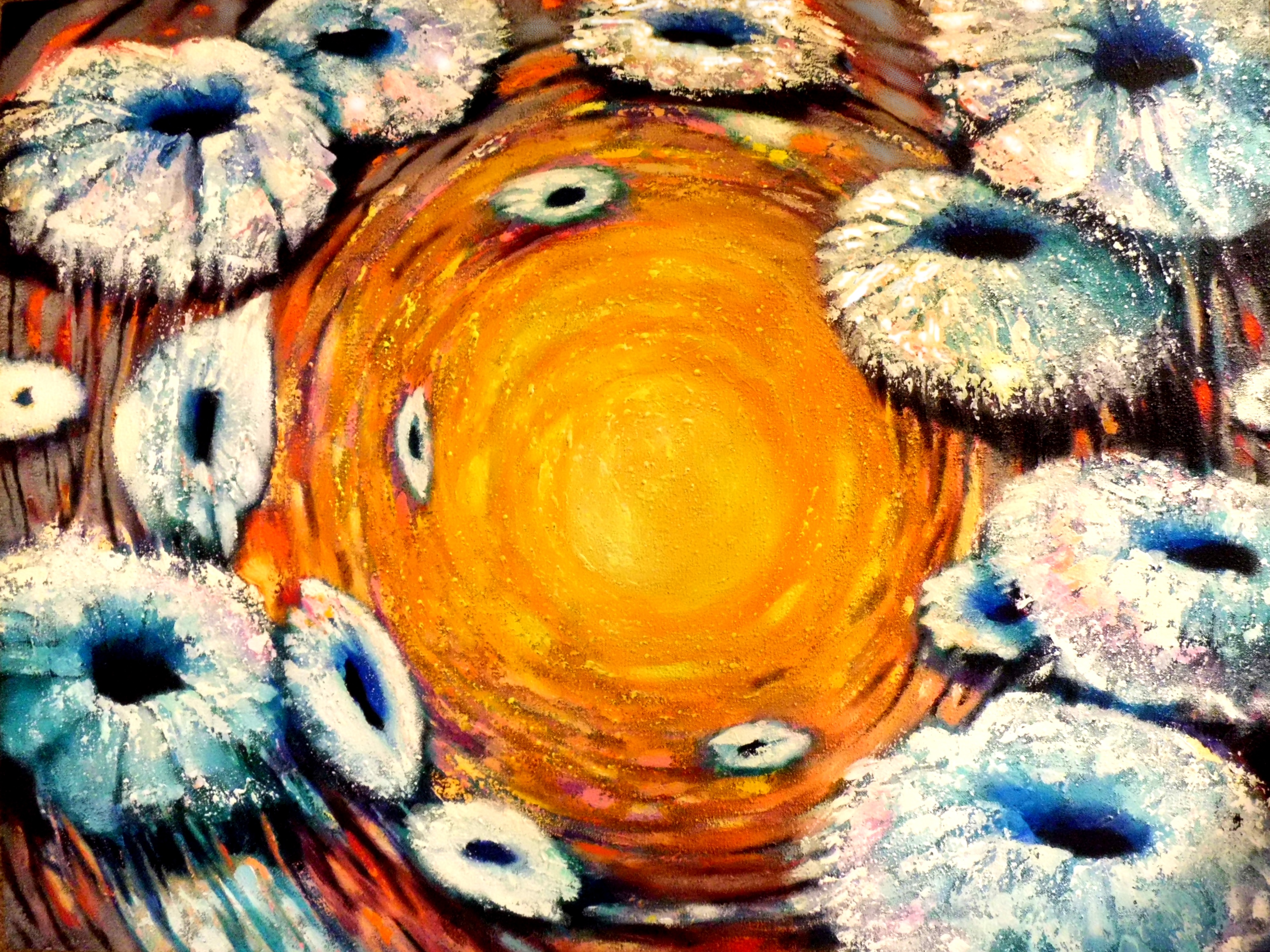 Snowflowers Surreal Space Floral Artwork 40"x30" 