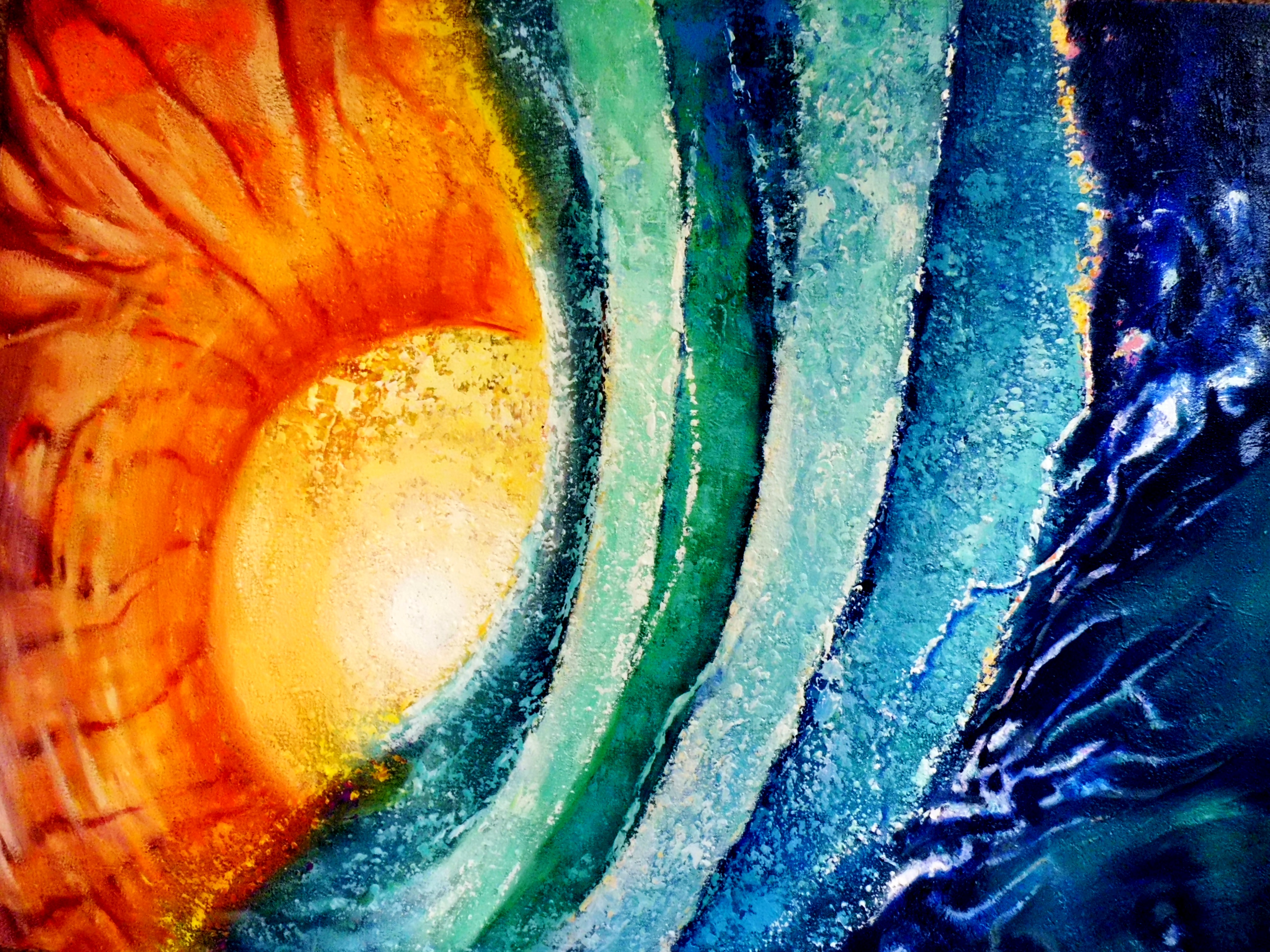 Solar Flare Abstract Wave Acrylics on Canvas Painting 40"x30" by Maya Britan