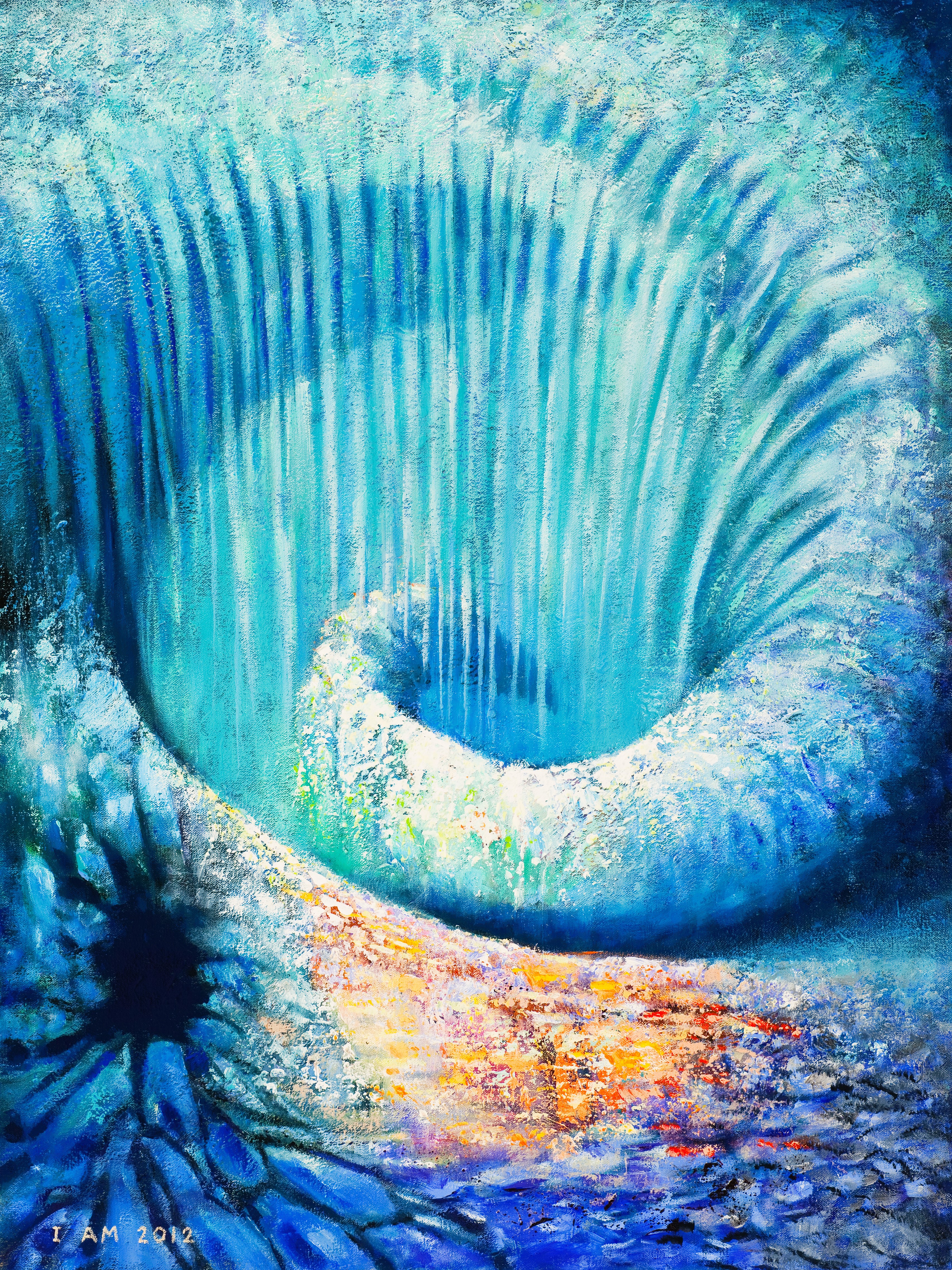 Abstract Ocean Spiral Painting Time Line 30"x40"