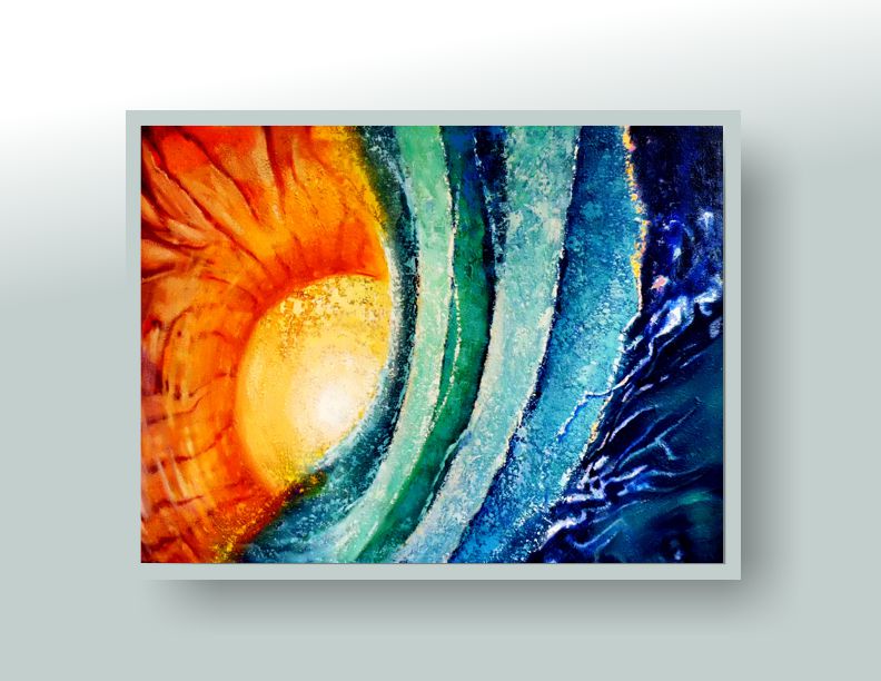 Solar Flare Abstract Wave Acrylics on Canvas Painting 40"x30" by Maya Britan