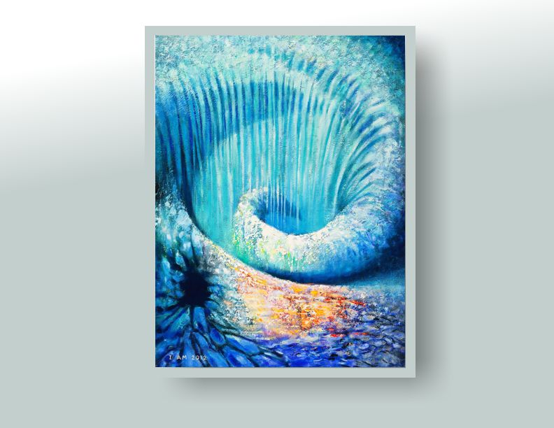 Abstract Ocean Spiral Painting Time Line 30"x40"