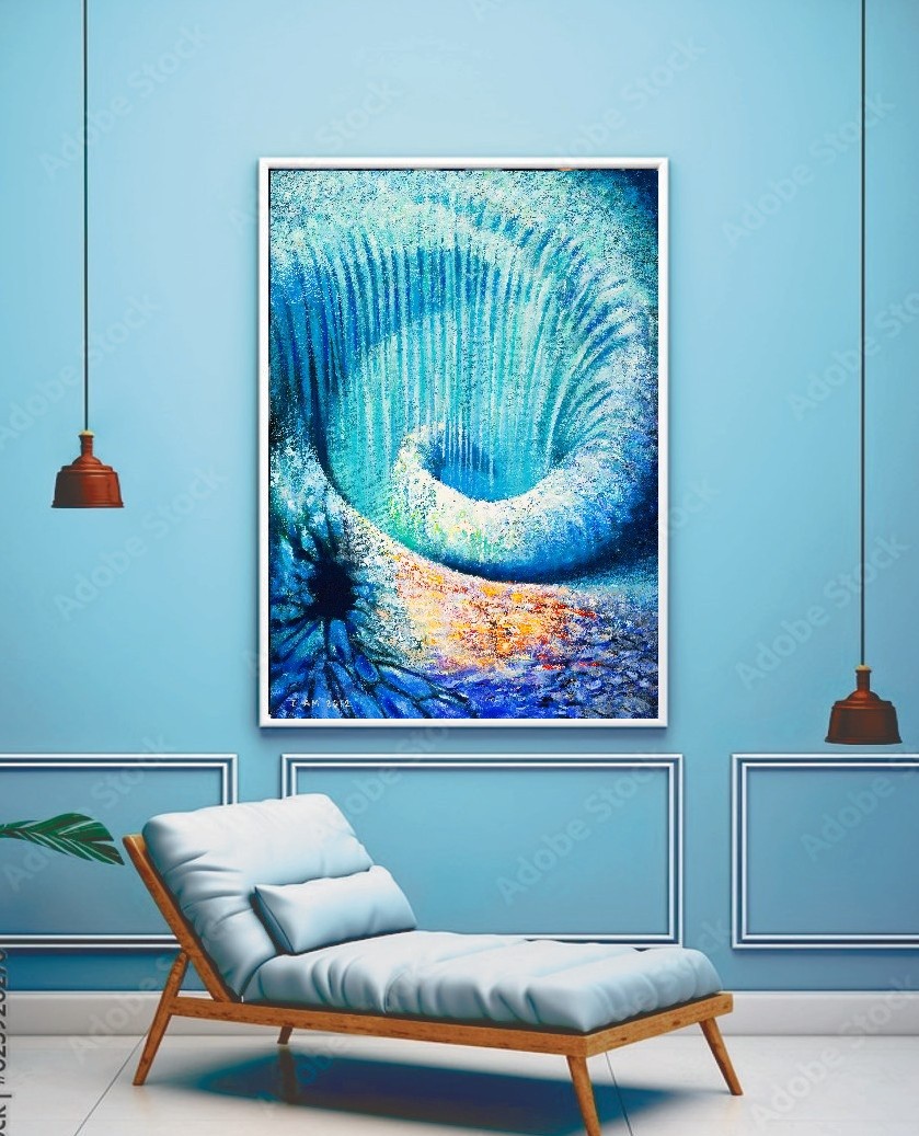 Abstract Ocean Spiral Painting Time Line 30"x40"